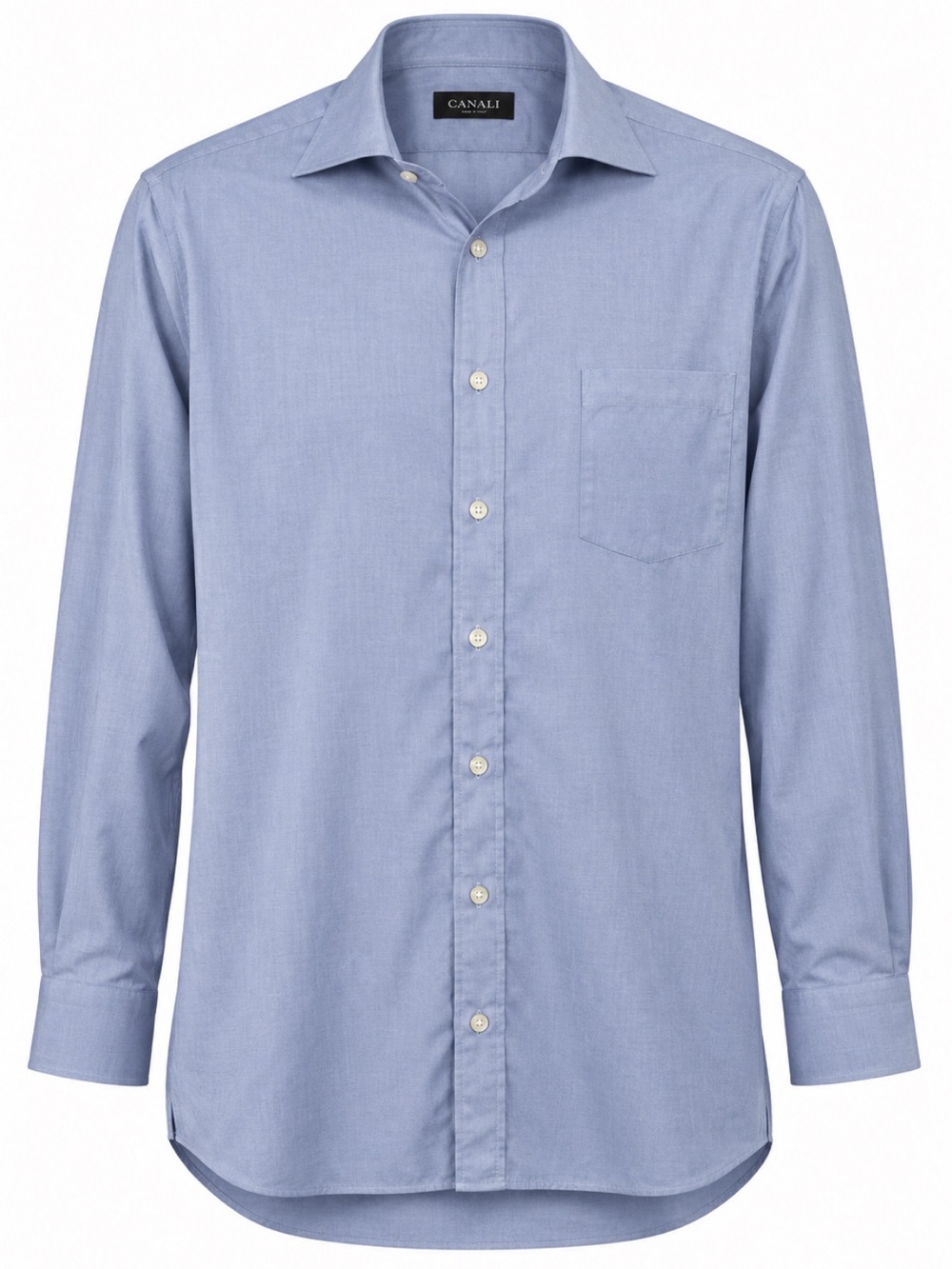 Canali men’s blue cotton made in Italy dress shirt single pocket size 44/17.5
